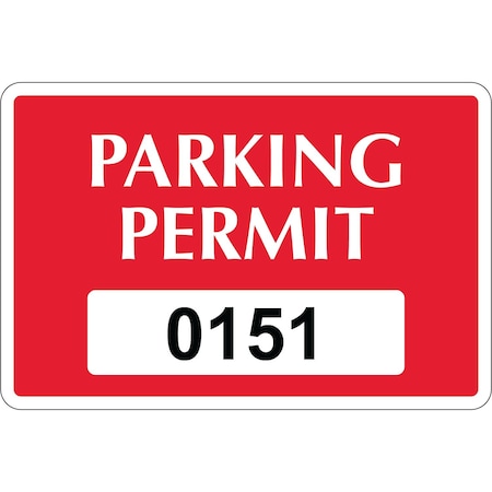 Lustre-Cal Repositionable Parking Permit Dark Red 3in x 2in  Serialized 151-200, 50PK 253411Py1Rd0151
